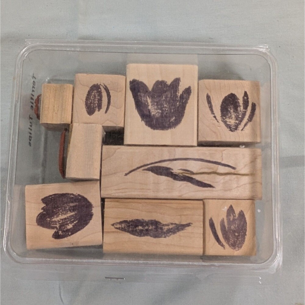 Stampin' Up Terrific Tulips Stamp Set of 9 Wood Mounted Rubber Stamps